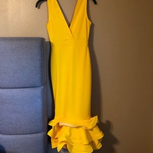 Yellow fitted ruffle dress